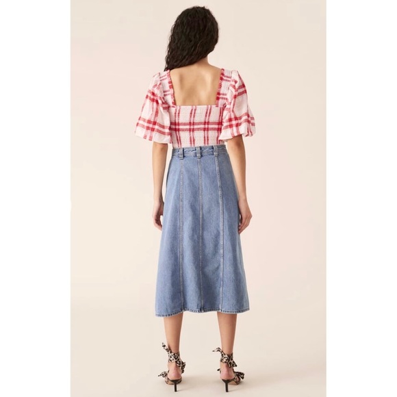 GANNI Seersucker Check Smock Top - Picture 4 of 7